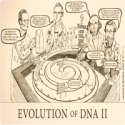 Cartoon: Evolution of DNA II, Conceived by Phil Ness, drawn by Reeve, 2023.