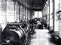 Interior, three 50,000 hp generators, 1921.